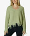 Polly & Esther Juniors' Destructed V-Neck Sweater Green Size Medium